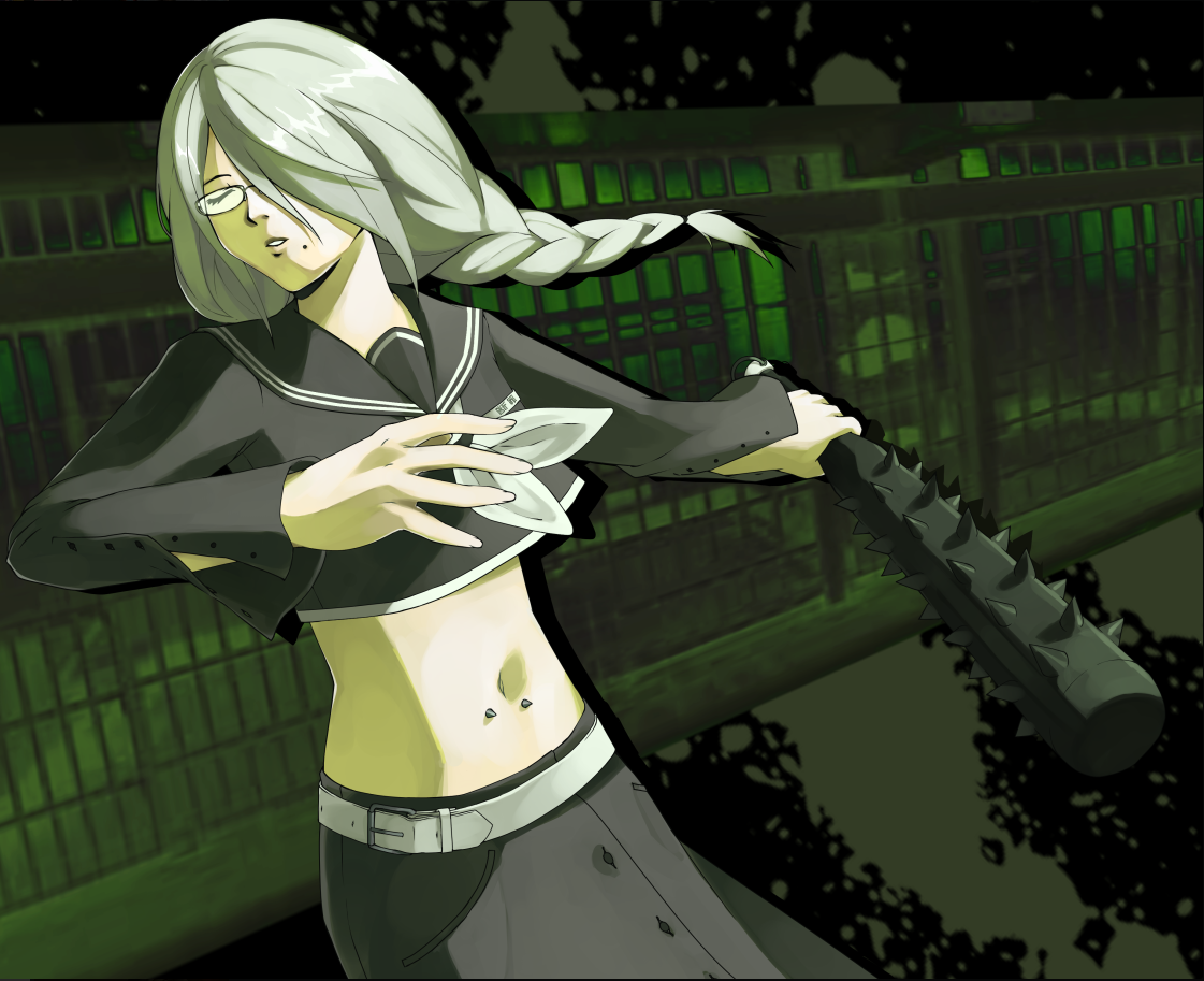 Girl with spiked bat drawing